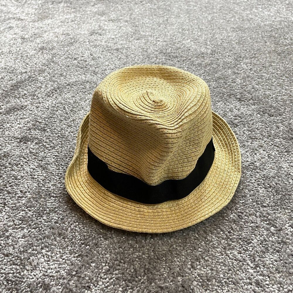 Urban Boundaries Fedora Sun Hat womens One Size Yellow Paper Black Band Adult